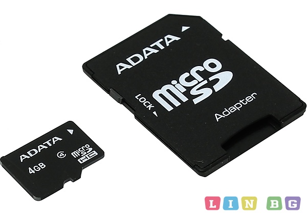 ADATA MicroSDHC 4GB Class 4 AUSDH4GCL4-RA1 Карта памет