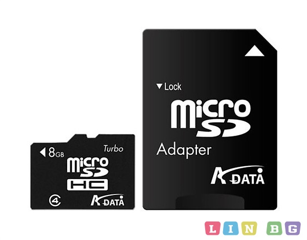ADATA MicroSDHC 8GB Class 4 AUSDH8GCL4-RA1 Карта памет