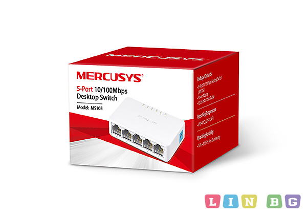 MERCUSYS MS105 5-Port 10 100Mbps Desktop Switch Суич с 5 порта