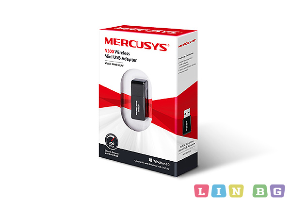 MERCUSYS MW300UM N300 Wireless Mini USB Adapter Безжичен USB адаптер