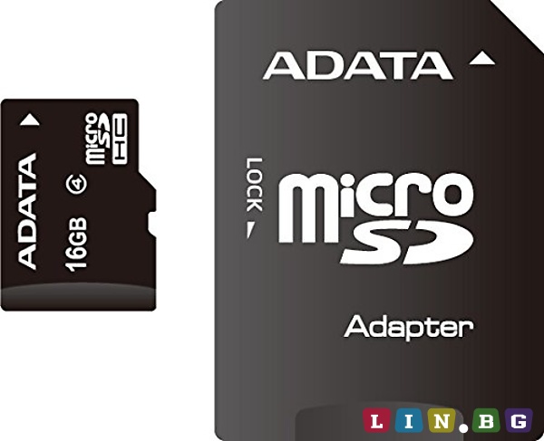 MicroSD ADATA 16GB с SD адаптер AUSDH16GCL4-RA1