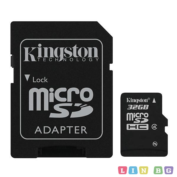 MicroSD Kingston 32GB с SD адаптер SDC432GB