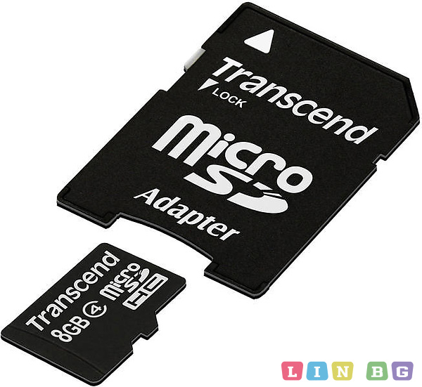 MicroSD Transcend 8GB с SD адаптер TS8GUSDHC4