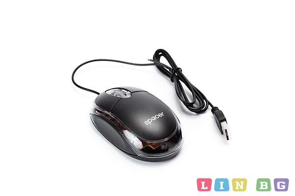 Spacer SPMO-080 Wired Optical Mouse Oптична USB мишка със синя LED подсветка