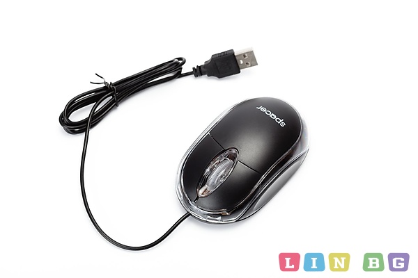 Spacer SPMO-080 Wired Optical Mouse Oптична USB мишка със синя LED подсветка