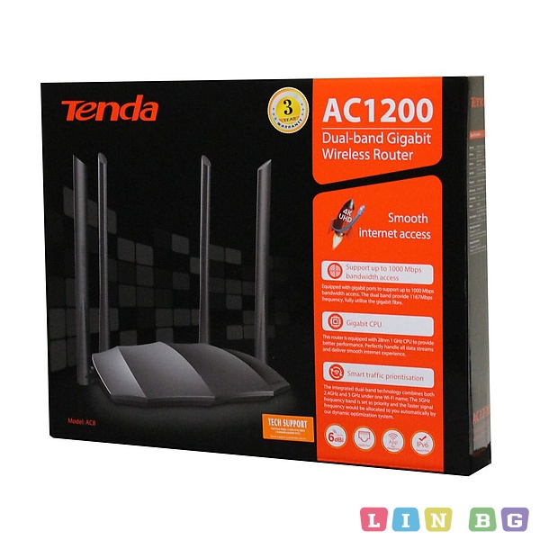 TENDA AC8 AC1200 Dual-band Gigabit Wireless Router Рутер