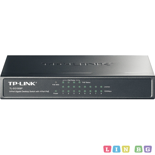 TP-LINK TL-SG1008P 8-Port Gigabit Desktop Switch with 4-Port PoE Суич