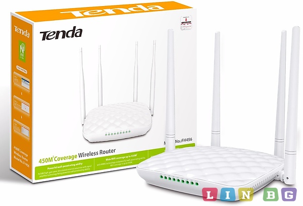 Tenda FH456 Безжичен рутер с мощен обхват,300 Mbps,4x 5dBi външни антени