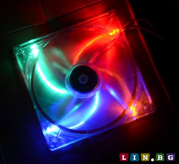 Вентилатор за компютър с цветна LED подсветка 12V