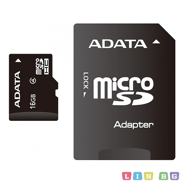 Adata microSDHC AUSDH16GCL4-RA1, 16GB, Клас 4 SD Карта памет